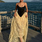 Delicate Black And Yellow A-Line Spaghetti Strap Bow Lace Flowers Tulle Dress Prom Evening Dress L112