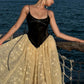 Delicate Black And Yellow A-Line Spaghetti Strap Bow Lace Flowers Tulle Dress Prom Evening Dress L112