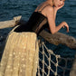 Delicate Black And Yellow A-Line Spaghetti Strap Bow Lace Flowers Tulle Dress Prom Evening Dress L112