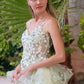 Fairy Pale Green A-Line Dress Spaghetti Strap Boned Bodice Floral Appliques Homecoming Dress L13