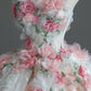 Sweet White Ball Gown Strapless Floral Appliques Embroidery Beaded Tulle Quinceanera Dress 16 L130