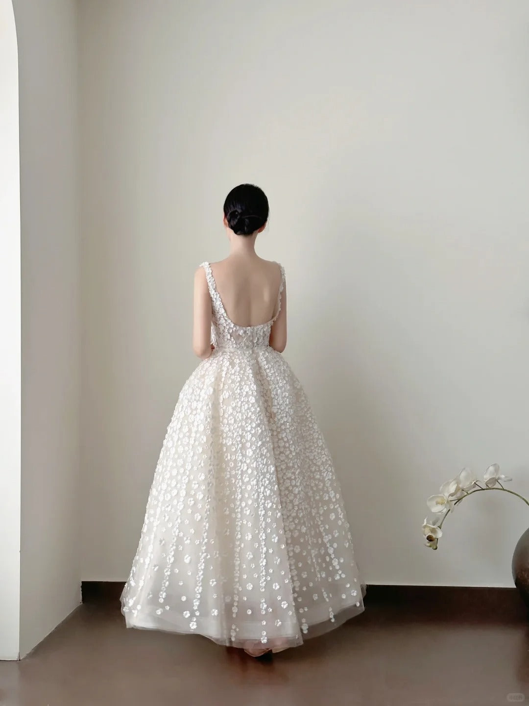 Fairy White Ball Gown Square Floral Appliques Tulle Dress Prom Dress Quinceanera Dress 16  L139