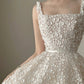 Fairy White Ball Gown Square Floral Appliques Tulle Dress Prom Dress Quinceanera Dress 16  L139