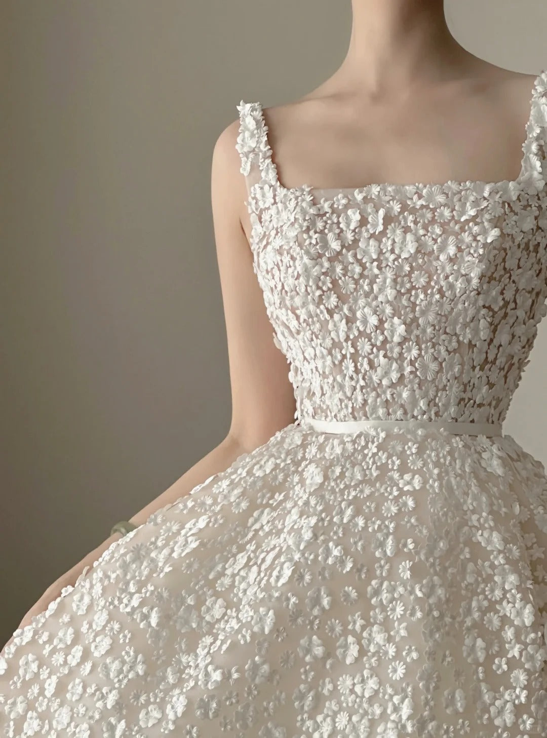 Fairy White Ball Gown Square Floral Appliques Tulle Dress Prom Dress Quinceanera Dress 16  L139