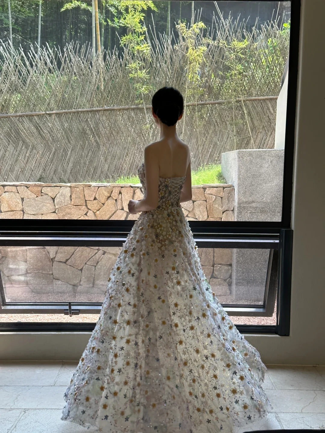 Fairy Silver A-Line Sweetheart Floral Appliques Tulle Dress Prom Dress Quinceanera Dress 16 L142