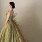 Pretty Sage Green Ball Gown Strapless Butterfly Wings Lace Tulle Prom Quinceanera Dress 16 L144