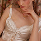 Elegant White Sheath Spaghetti Strap Ruched Lace-Up Bodice Satin Dress Prom Evening Dress L154