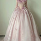 Sweet Pink Ball Gown Strapless Handmade Flowers Bow Organza Dress Quinceanera Dress 16 L175