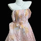 Fairy Pink A-Line Off-The-Shoulder Handmade Flower Ruched Taffeta Dress Prom Evening Dress L180