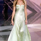 Feminine Soft Green Mermaid Sweetheart Cutout Corset Satin Dress Prom Evening Dress L187