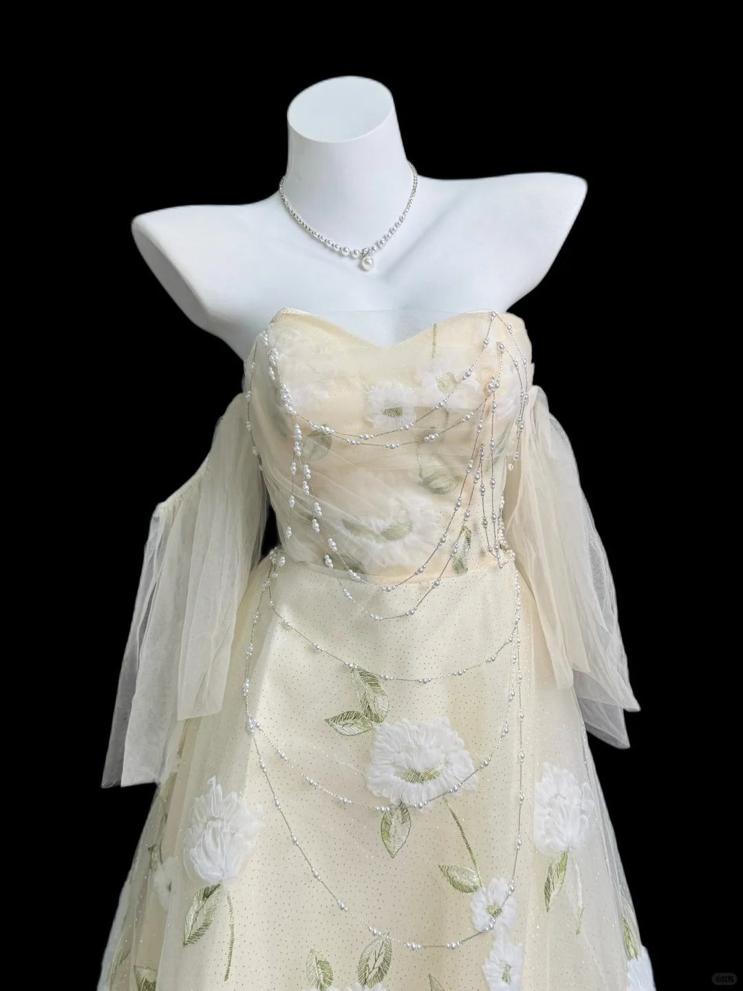 Sweet Pastel Yellow A-Line Sweetheart Beading Embroidery Tulle Dress Prom Evening Dress L194