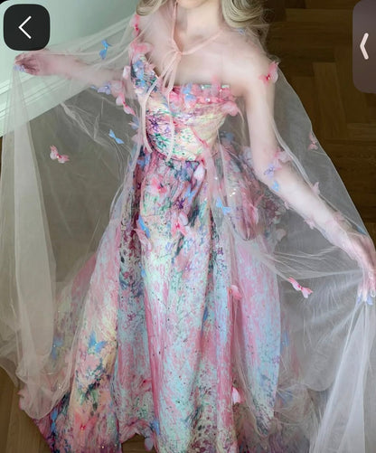 Princess Pink A-Line Sweetheart Appliques Rhinestone Tulle Quinceanera Dress 16 L195