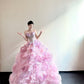 Sweet Pink Ball Gown Sweetheart Rhinestone Beaded Appliques Tulle Quinceanera Dress 16 L196