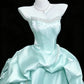 Elegant Mint Green Ball Gown Strapless Pearl Waterfall Draped Satin Prom Quinceanera Dress 16 L205