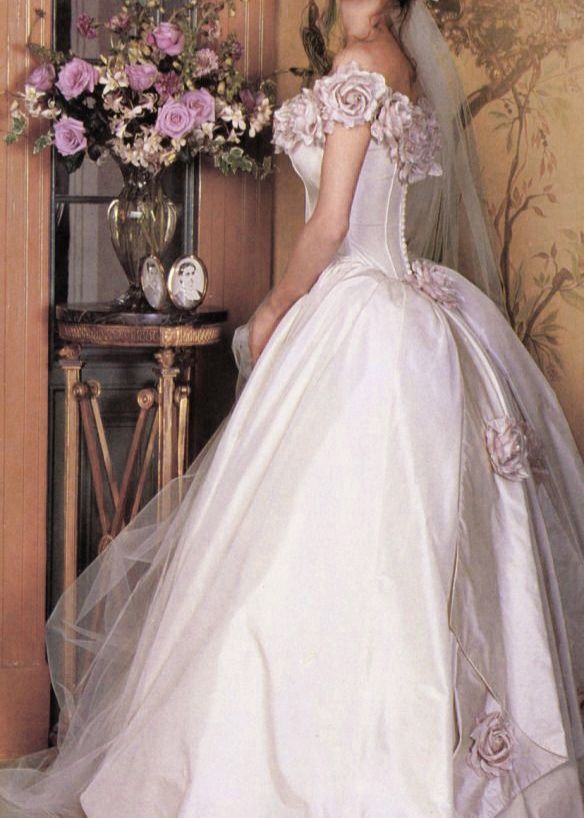 Sweet Pink Ball Gown Off-The-Shoulder Handmade Flowers Satin Dress Quinceanera Dress 16 L209