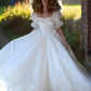 Princess White Ball Gown Square Puff Sleeves Basque Waist Corset Tulle Dress Quinceanera Dress 16 L210