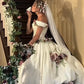 Pretty White Satin Wedding Dress Off-The-Shoulder Ball Gwon Handmade Flowers Garden Wedding Dress L211