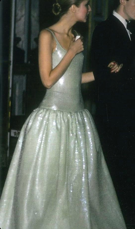 Elegant Sage Green Ball Gwon Spaghetti Strap Sequins Tulle Dress Prom Evening Dress L214