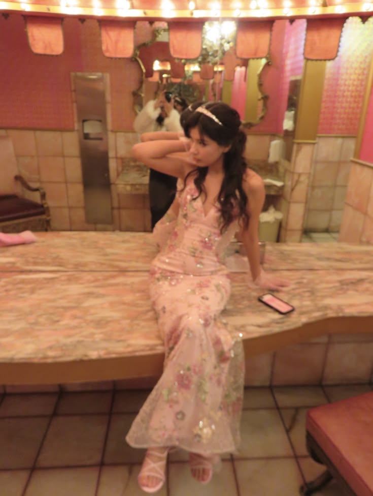 Pretty Pink Sheath Spaghetti Strap Embroidery Sequins Tulle Dress Prom Evening Dress L220