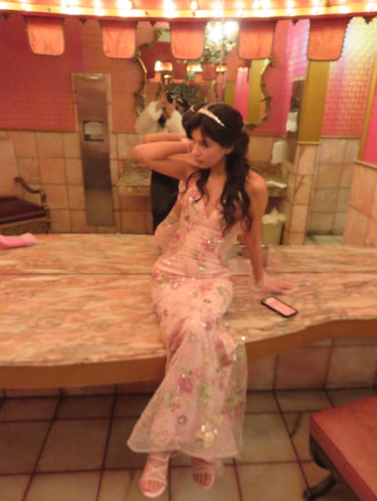 Pretty Pink Sheath Spaghetti Strap Embroidery Sequins Tulle Dress Prom Evening Dress L220
