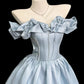 Princess Light Blue Ball Gown Strapless Pearl Corset Satin Dress Quinceanera Dress 16 L231