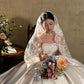 Classy Ivory Satin Wedding Dress Off-The-Shoulder Ball Gown Appliques Pearl Church Wedding Dress L237