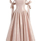 Elegant Light Pink A-Line Strapless Bow Satin Dress Evening Prom Dress L25