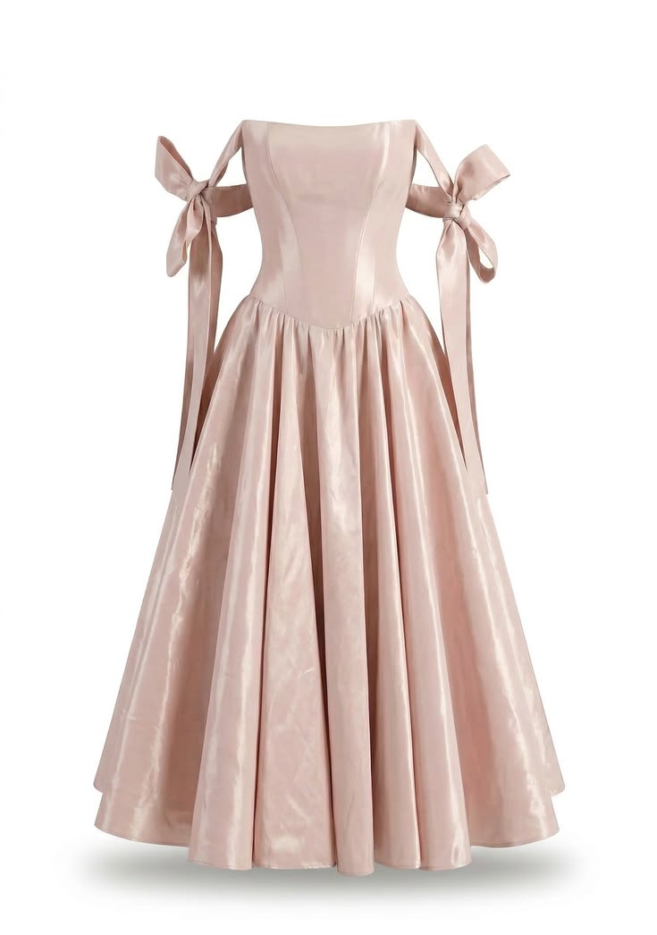 Elegant Light Pink A-Line Strapless Bow Satin Dress Evening Prom Dress L25