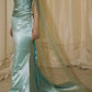 Clasy Mint Green Sheath Strapless Ruched Satin Dress Prom Dress Evening Dress L251