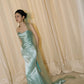Clasy Mint Green Sheath Strapless Ruched Satin Dress Prom Dress Evening Dress L251
