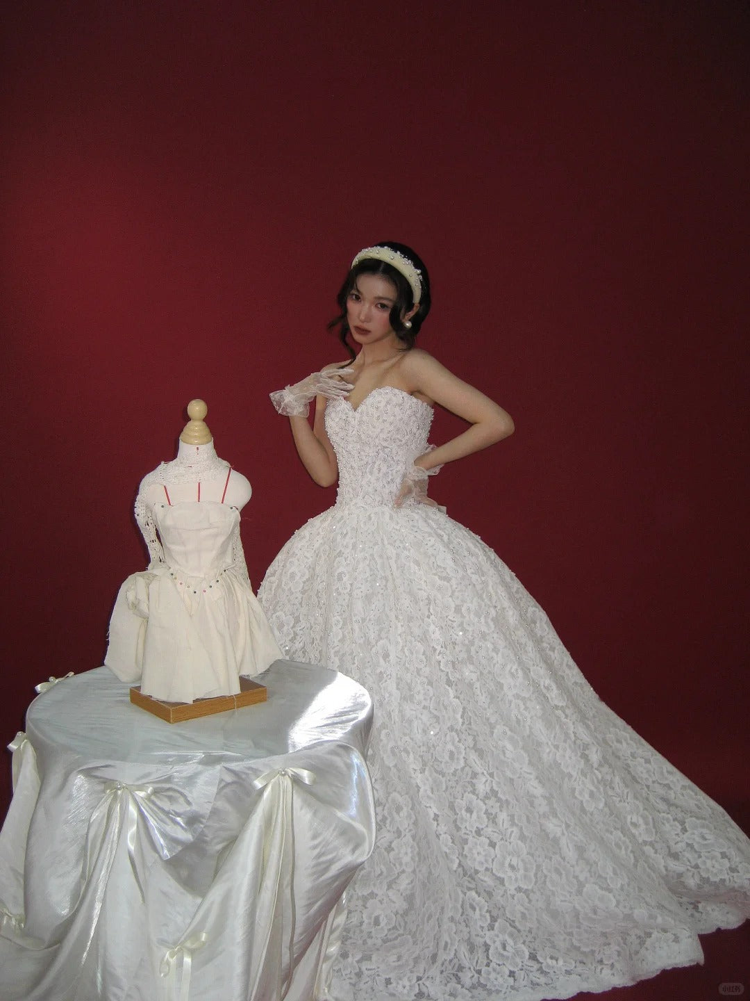 Elegant White Ball Gown Sweetheart Pearl Lace Tulle Dress Quinceanera Dress 16 L253