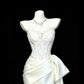 Elegant White Mermaid Sweetheart Appliques Bow Satin Dress Prom Dress Evening Dress L254