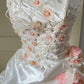 Gorgeous White Ball Gown Strapless Appliques Beaded Satin Dress Quinceanera Dress 16 L258