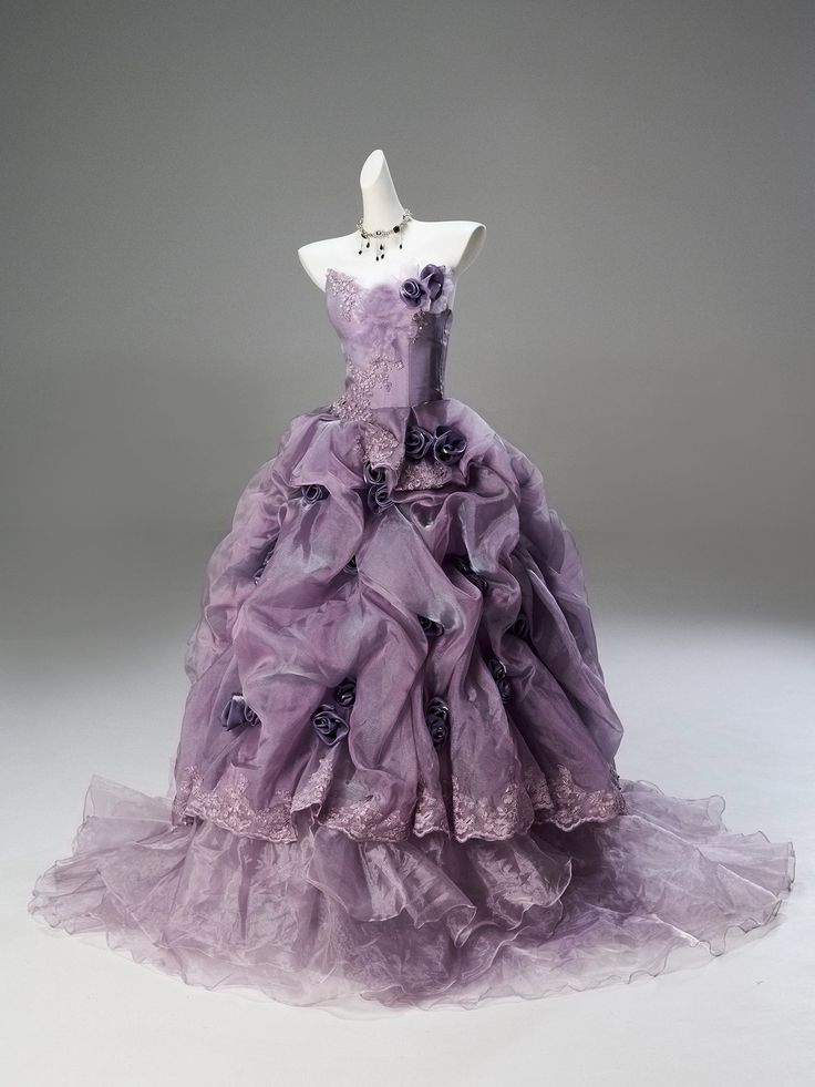 Pretty Purple Ball Gown Sweetheart Appliques Beaded Chiffon Dress Quinceanera Dress 16 L266