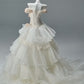 Sweet Ivory Ball Gown Strapless Handmade Flowers Ruffled Tulle Dress Quinceanera Dress 16 L267