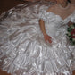 Dreamy White Ball Gown Sweetheart Ruched Ruffled Organza Dress Quinceanera Dress 16 L269