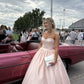 Classy Light Pink Ball Gown Sweetheart Pearl Corset Satin Dress Quinceanera Dress 16 L277