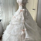 Gorgeous White Ball Gown Strapless Appliques Bow Sequins Tulle Dress Quinceanera Dress 16 L297