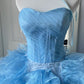 Dreamy Blue Ball Gown Sweetheart Corset Organza Dress Prom Quinceanera Dress 16 L298