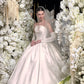 Elegant White Satin Wedding Dress Strapless Ball Gown Pearl Beaded Garden Wedding Dress  L30
