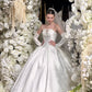 Elegant White Satin Wedding Dress Strapless Ball Gown Pearl Beaded Garden Wedding Dress  L30
