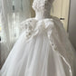 Pretty White Ball Gown Strapless Appliques Beaded Corset Tulle Dress Quinceanera Dress 16 L300
