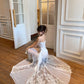 Chic White Sheath Strapless Floral Lace Corset Tulle Prom Dress Evening Dress L308