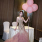 Gorgeous Pink Mermaid Sweetheart Appliques Rhinestone Tulle Dress Prom Dress Evening Dress L312