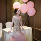 Gorgeous Pink Mermaid Sweetheart Appliques Rhinestone Tulle Dress Prom Dress Evening Dress L312