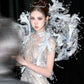 Fairy Blue Mermaid V-Neck Rhinestone Sequins Beaded Tulle Dress Prom Dress Evening Dress L313