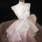 Pretty Pink Tulle Wedding Dress Square Sequins Rhinestone Detachable Overskirt Mermaid Ballroom Wedding Dress L315
