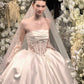 Princess Ivory Satin Wedding Dress Strapless Ball Gown Lace Boned Garden Wedding Dress L31
