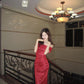 Sparkling Red Sheath Off-The-Shoulder Sequins Tulle Dress Prom Dress Evening Dress L320
