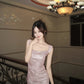Sparkling Light Pink Mermaid Off-The-Shoulder Sequins Ruched Tulle Dress Prom Dress Evening Dress L322